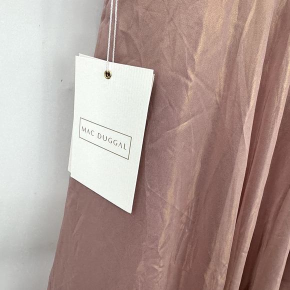 Mac Duggal Iridescent One Shoulder Rosette Ball Gown Rose Gold Size 6 NWT - Picture 11 of 12